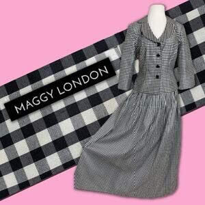 Vintage SILK Taffeta Gingham 2-Piece Jacket Skirt Special Occasion Preppy Modest